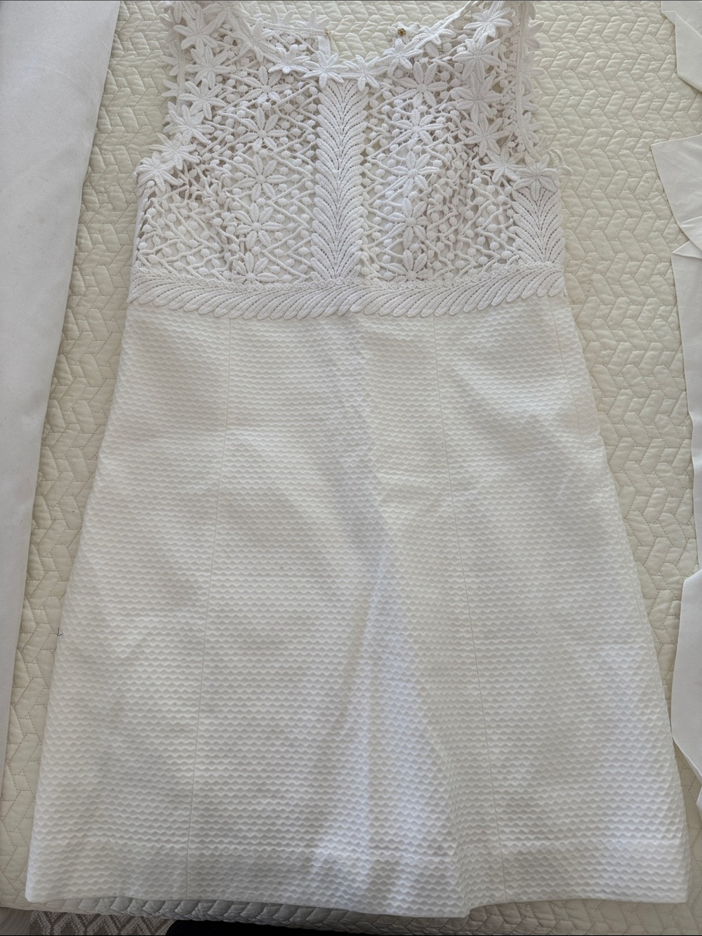 Lilly Pulitzer White Sleeveless Crochet Bodice Shift Dress